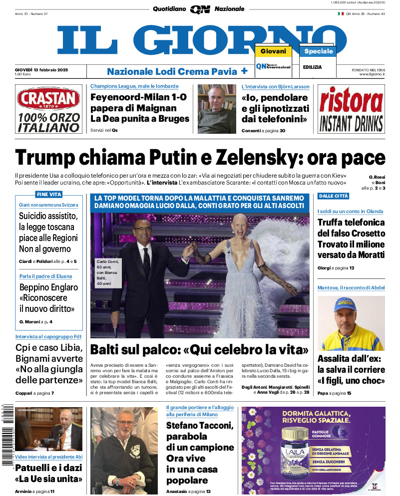 Prima-pagina-il giorno-edizione-di-oggi-20250213